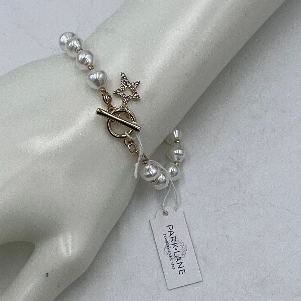 Park Lane "MCKENNA" Gold Tone Bracelet w/ Pearls & Crystal Star Charm New‎